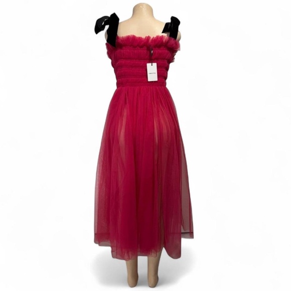 Molly Goddard hot pink tulle sleeveless velvet strap dress - Picture 3 of 10